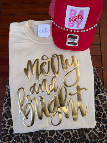Merry & Bright Gold Puff Tee