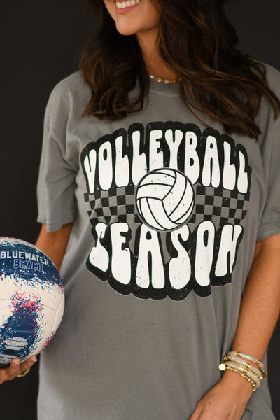 Volleyball Season Checkered Tee