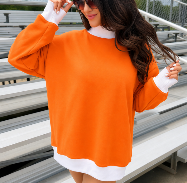 Blank Orange/White Mock Neck Sweatshirt