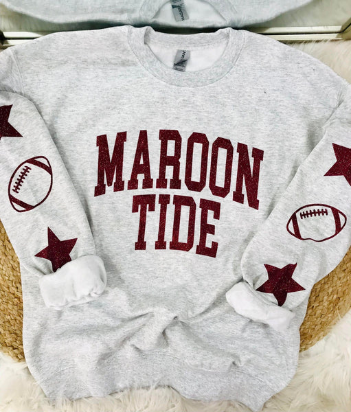 School Football Custom Sleeve Glitter Sweatshirt