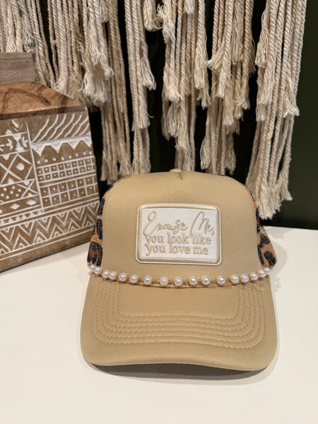 Excuse Me Tan Leopard Trucker