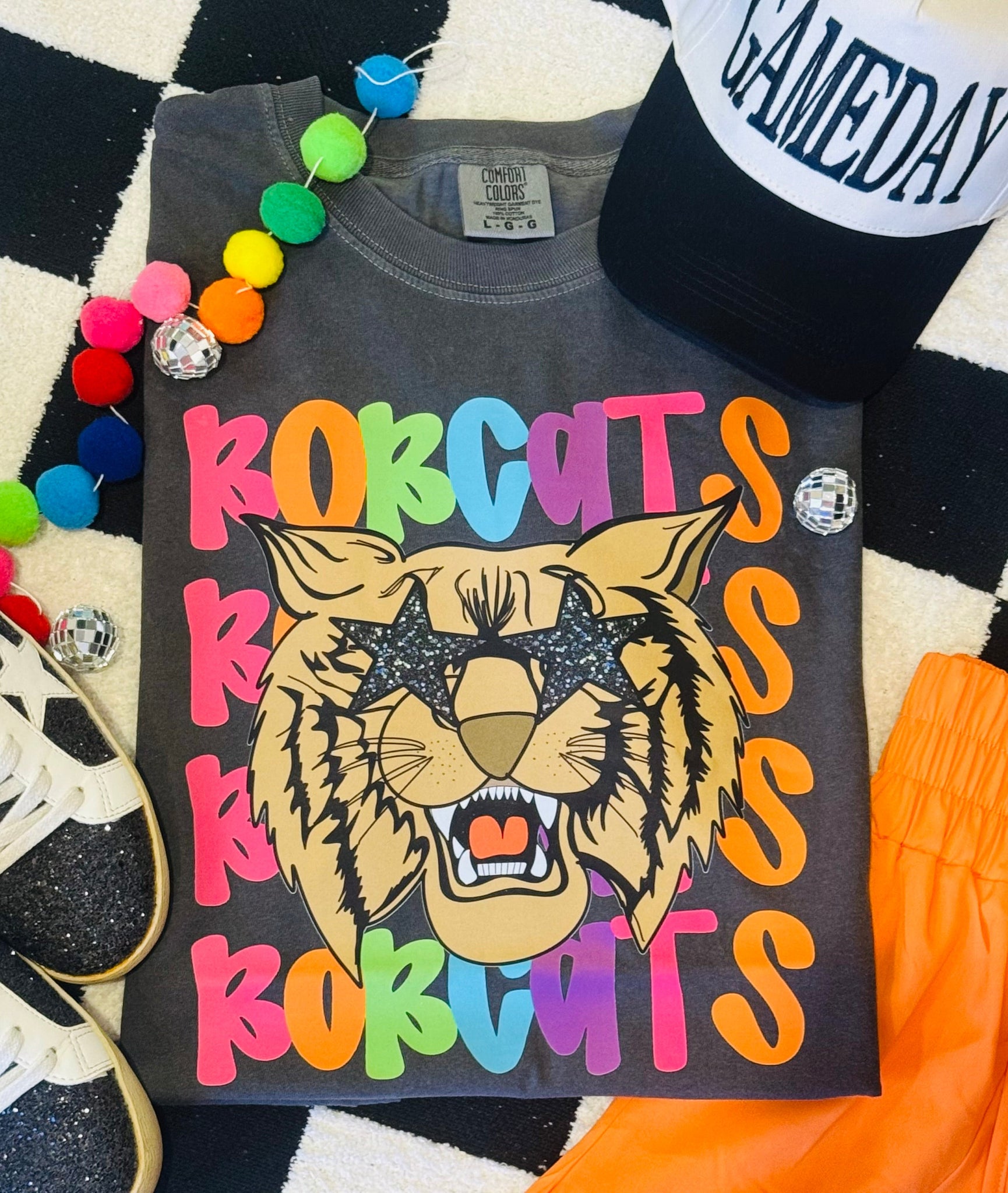 Bobcats Neon Mascot Tee