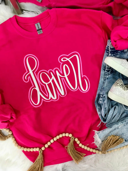 Lover Cursive Double Puff/Glitter Vinyl Sweatshirt