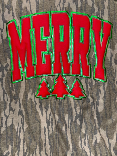 MERRY Double Puff Christmas Tree CMAS91 Bottomland Tee