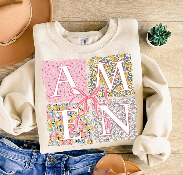 Amen Coquette Bow Patchwork DTF Sweatshirt