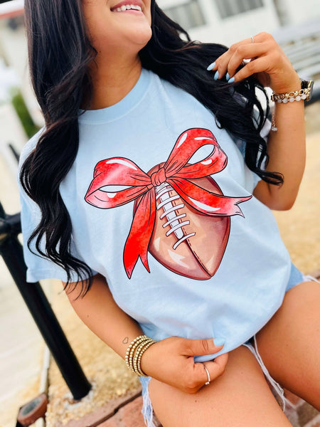 Custom Color Football Bow Tee