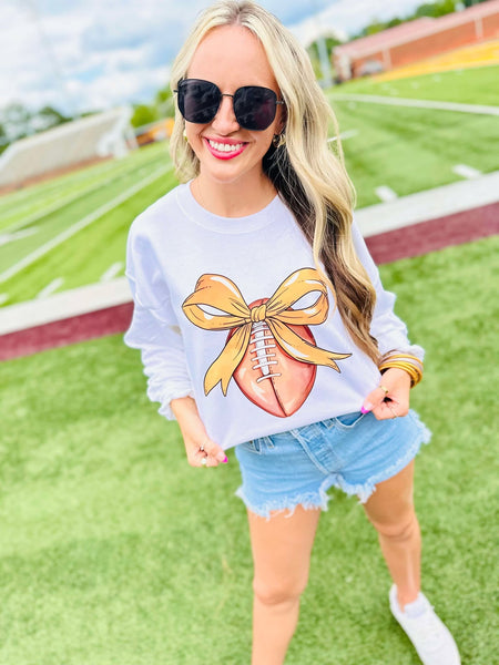 Custom Color Football Bow Sweatshirt