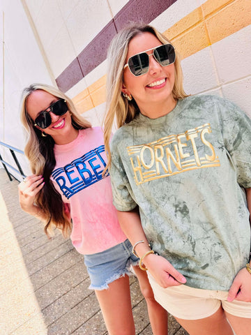 Custom Six Line Mascot Puff Tee