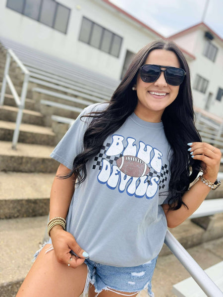 Distressed Checkered Football Mascot Tee