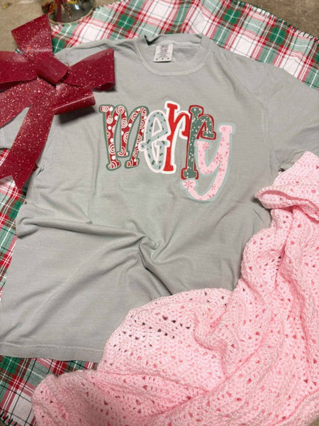 Merry Patchwork Christmas Graphic Tee