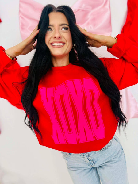 Xoxo Jumbo Varsity Puff Vinyl Sweatshirt