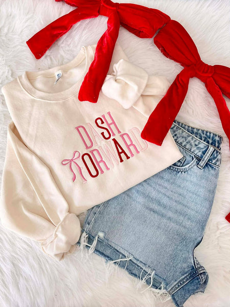 Boutique Vday Bow Embroidered Sweatshirt