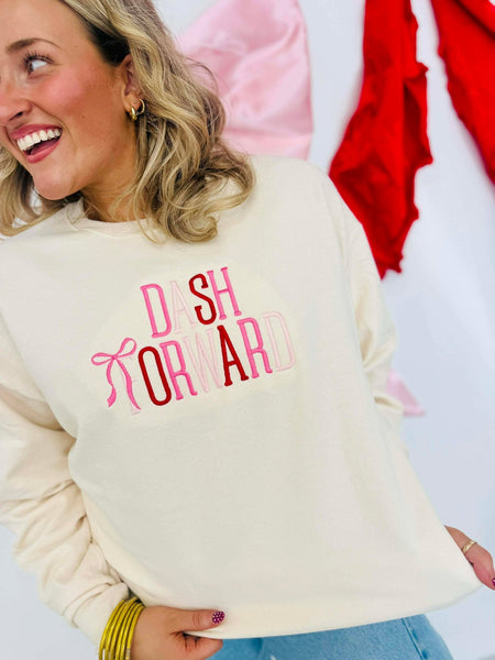 Boutique Vday Bow Embroidered Sweatshirt