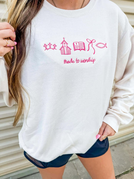 Made To Worship Trinkets Embroidered Sweatshirt