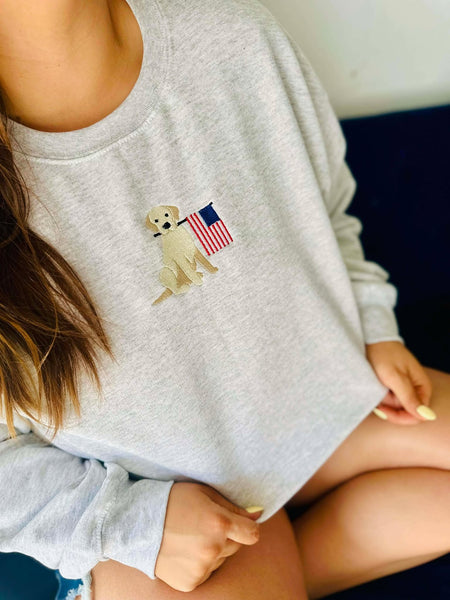 Patriotic Dog Embroidered
