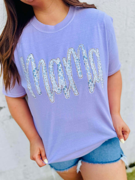 Mama Purple Floral DTF Tee