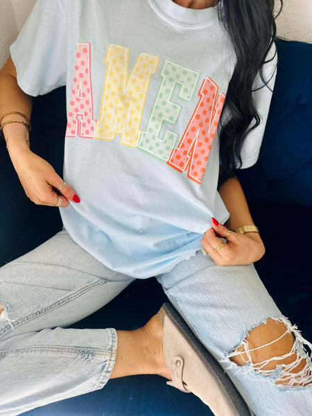 Amen Pastel Polka Dot DTF Tee