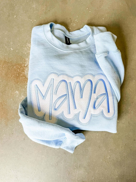 Mama Blue Polka Dot Applique Sweatshirt