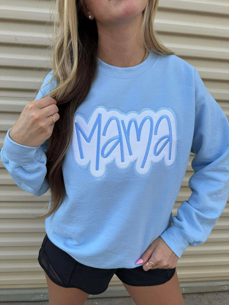 Mama Blue Polka Dot Applique Sweatshirt