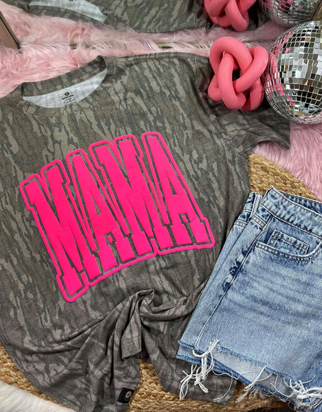 Camo Varsity Mama Puff Vinyl Tee