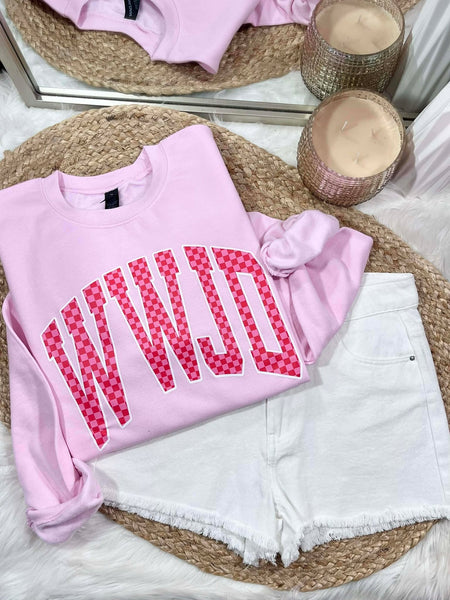 WWJD Checkered DTF Sweatshirt