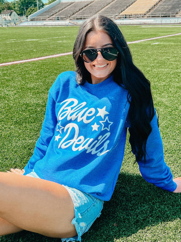 Custom Mascot Retro Star Puff Sweatshirt