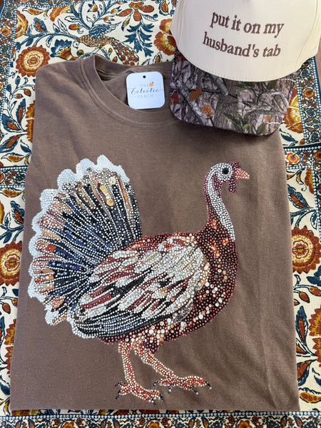 Faux Rhinestone Turkey Graphic Tee