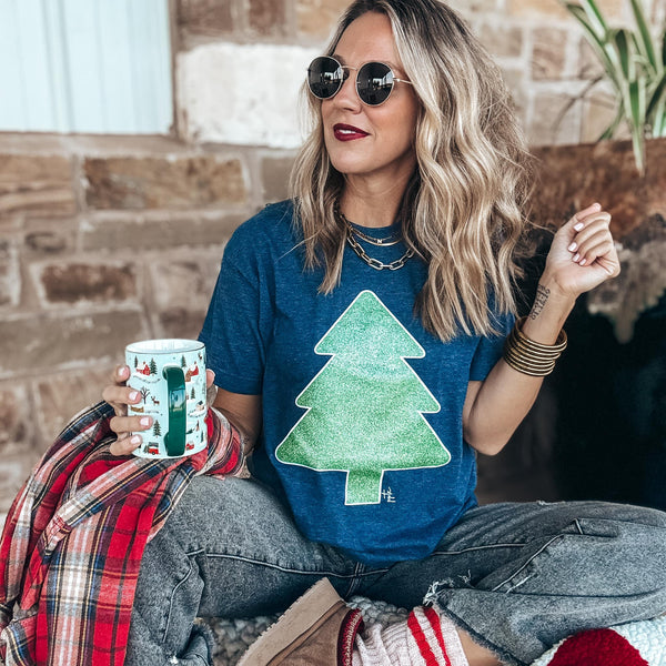 Mint Glitter Tree Tee/Sweatshirt