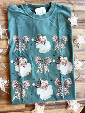 Leopard Bows Santa Tee