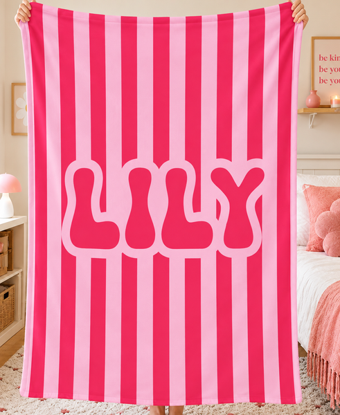 Custom Name Stripe Blanket *PRE ORDER*
