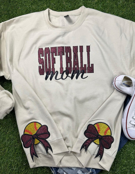 Custom Embroidered Softball Bows Sweatshirt