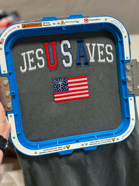 Jesus Saves USA Embroidery Graphic July48