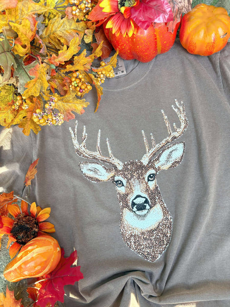 Faux Rhinestone Deer Graphic Tee