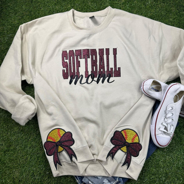 Custom Embroidered Softball Bows Sweatshirt