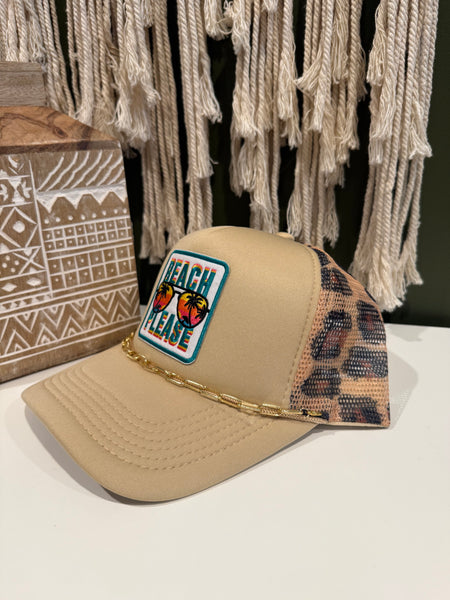 Beach Please Leopard Trucker