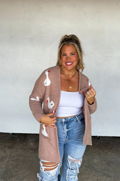 Charming Goose Knit Cardigan *preorder