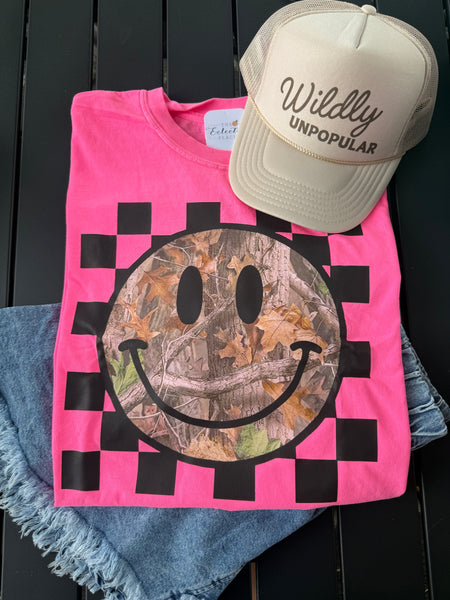 Hot Pink Camo Smiley Tee