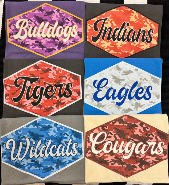 Custom School Spirit Colored Camo Tee
