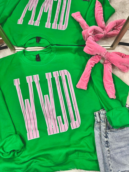 WWJD Jumbo Striped DTF Sweatshirt