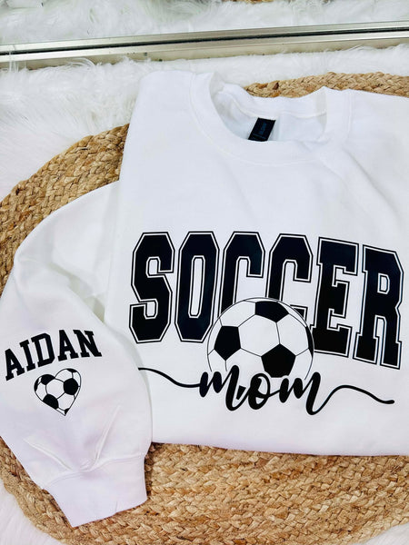 Custom Sport Mom Name Sleeve DTF Sweatshirt