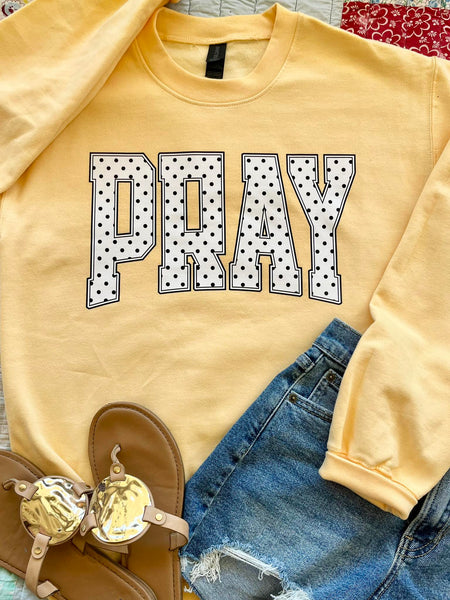 Pray Black And White Polka Dot Arch DTF Design