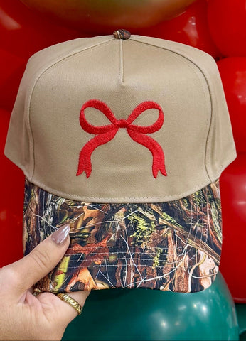 Christmas Bow Camo Hat