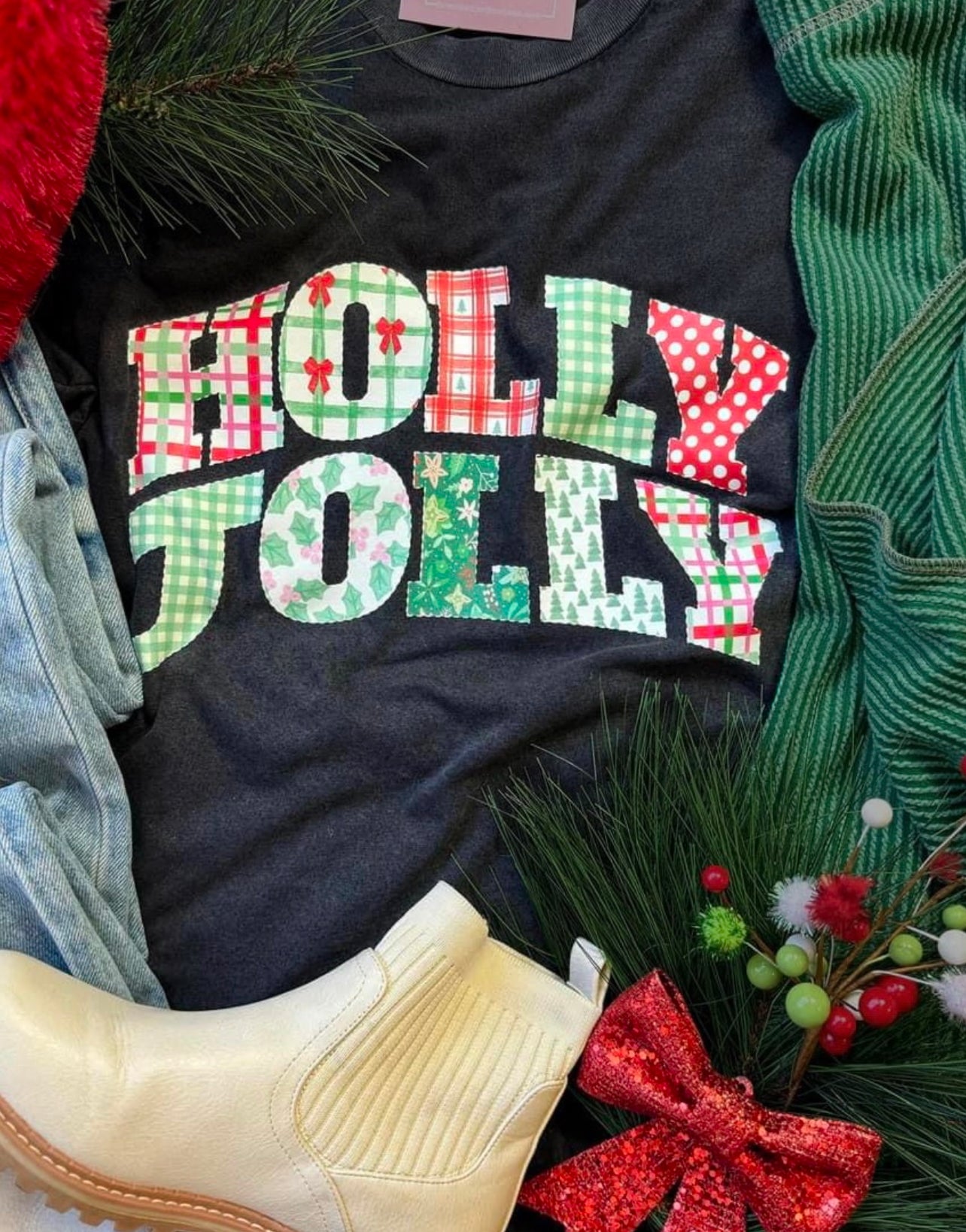 Holly Jolly Patchwork Tee