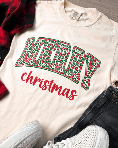 Leopard Merry Christmas Tee