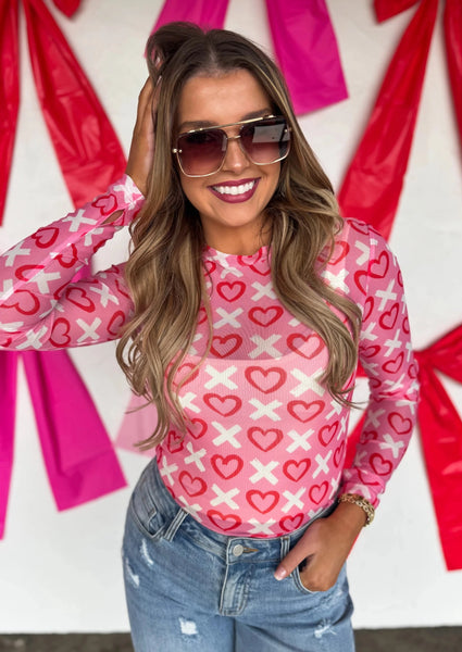 Hearts & Xs Mesh Top *PREORDER