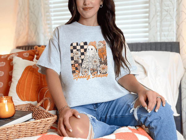 Spooky Season Floral Ghost Graphic Tee