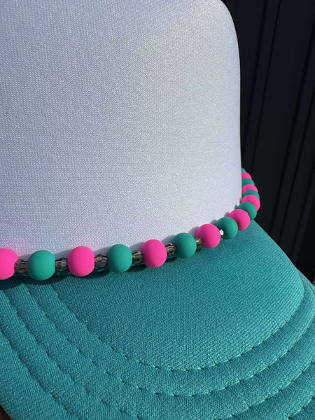 Turquoise & Pink Trucker Hat Chain