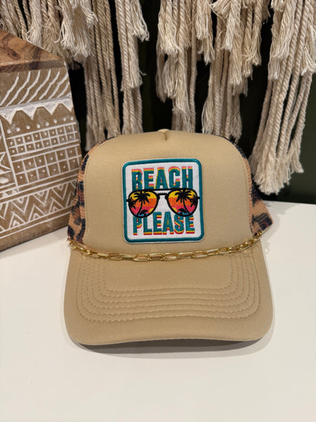 Beach Please Leopard Trucker