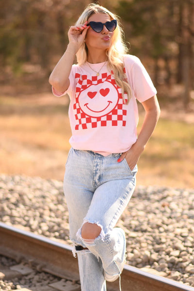 Heart Eyes Checkered Tee