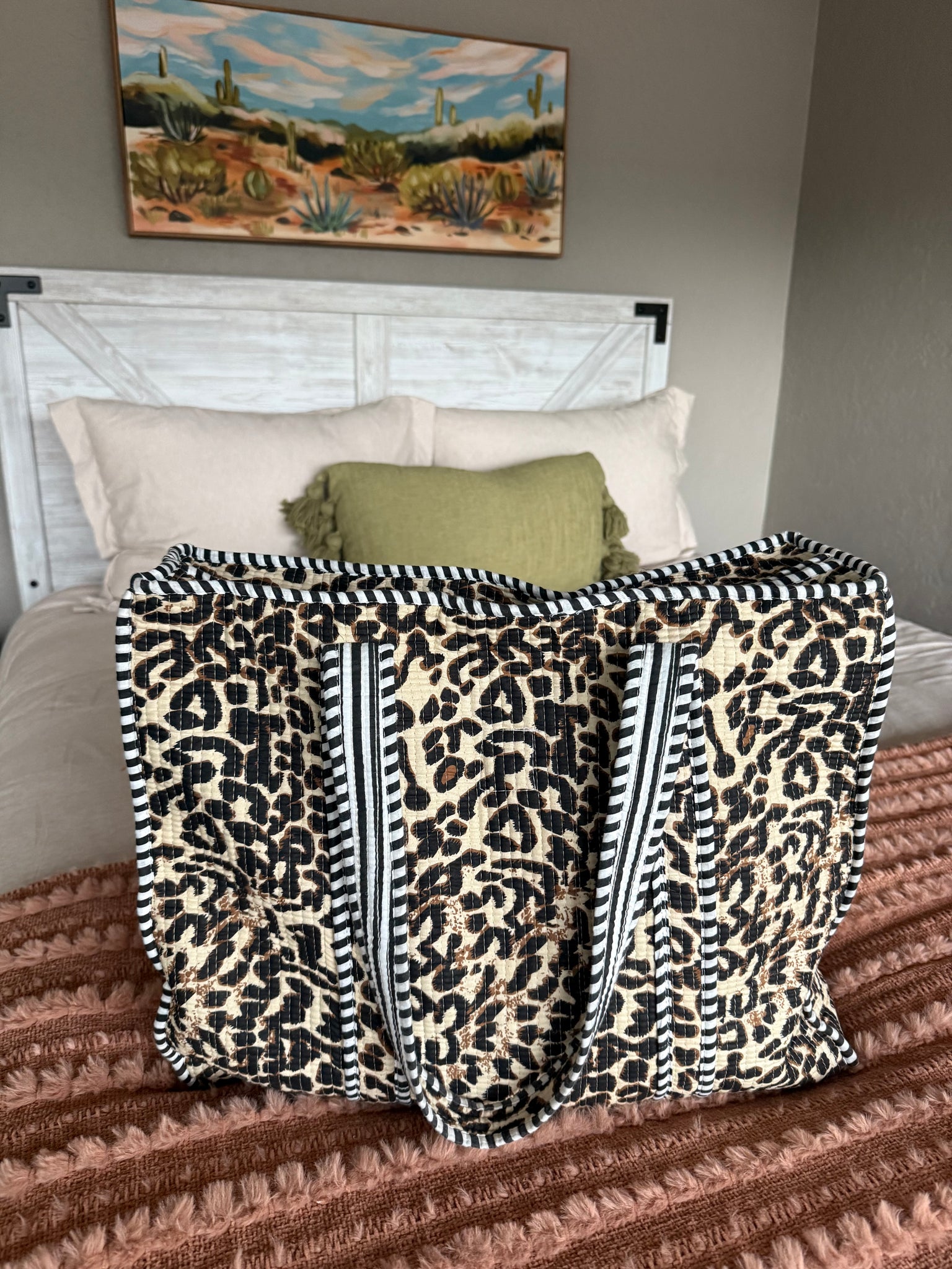 Leopard Quilted Tote Bag